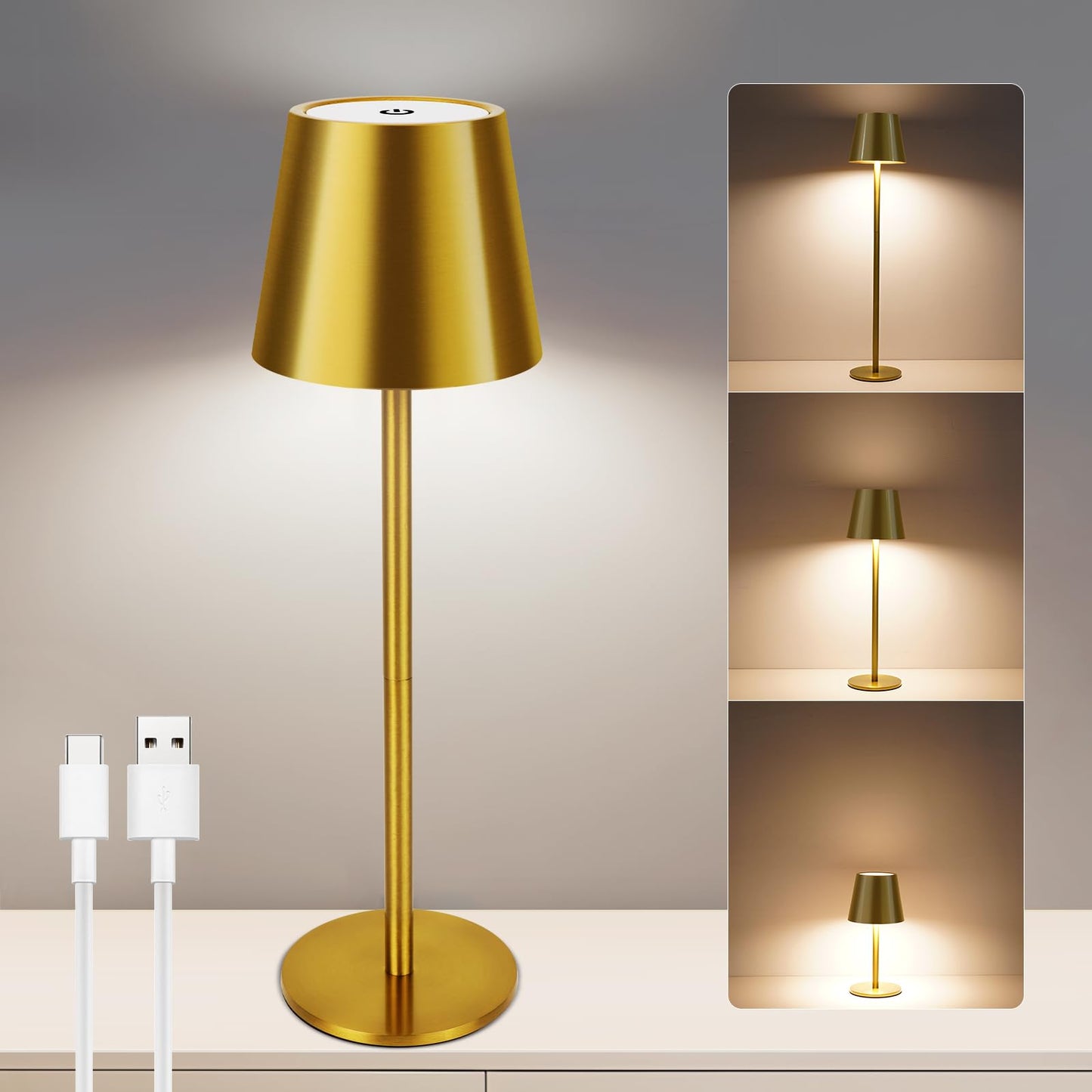 Lampara de mesa metalica touch winner