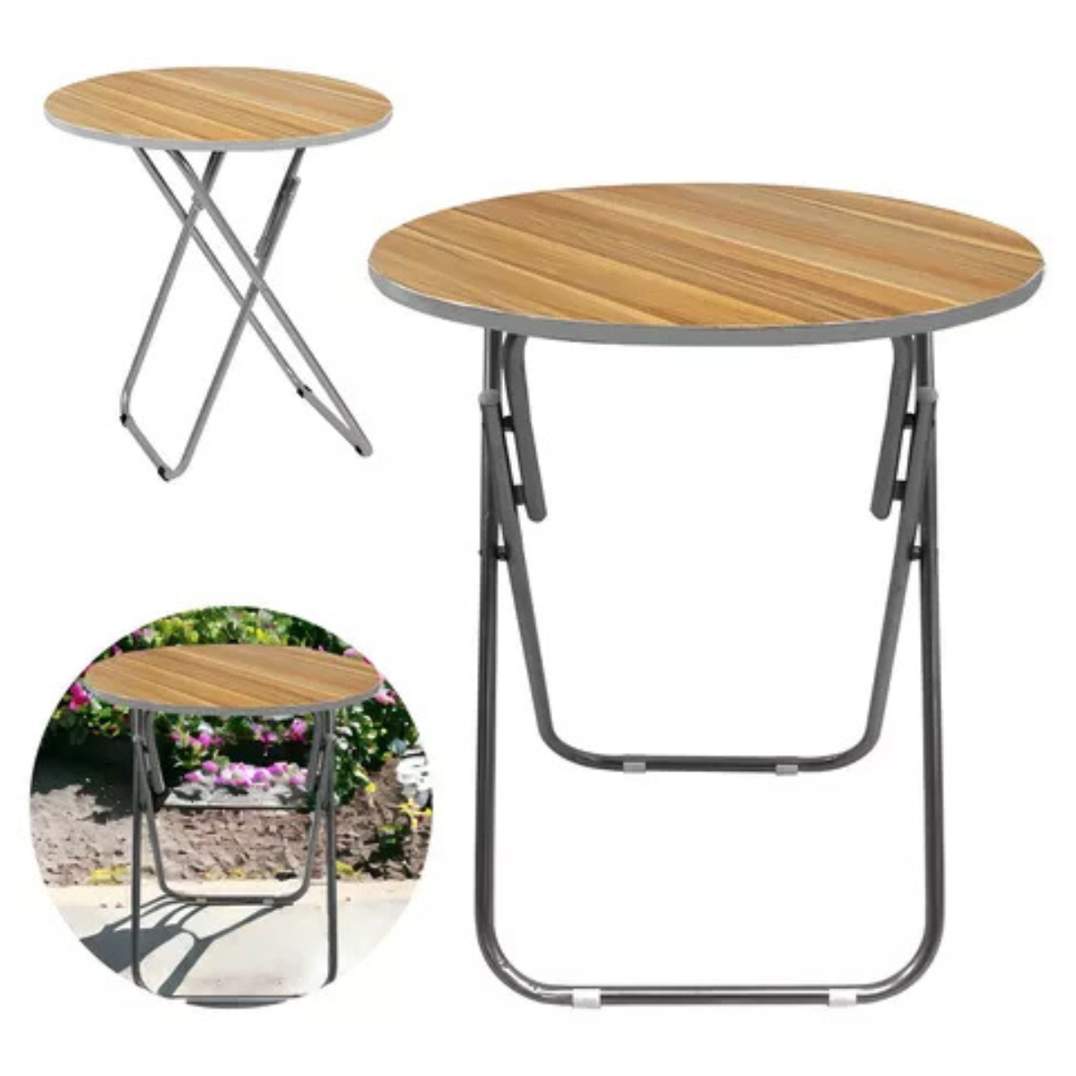 Mesa Plegable Redonda de 80x80 cm