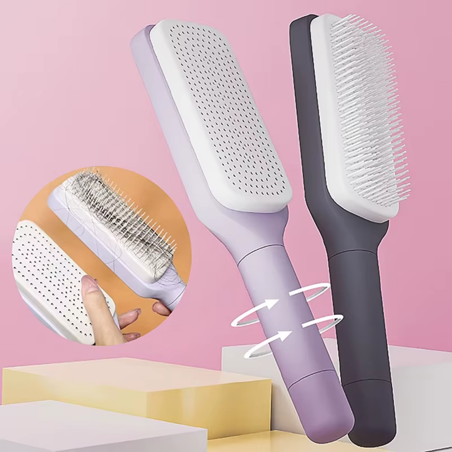 Cepillo Para El Cabello Autolimpiante