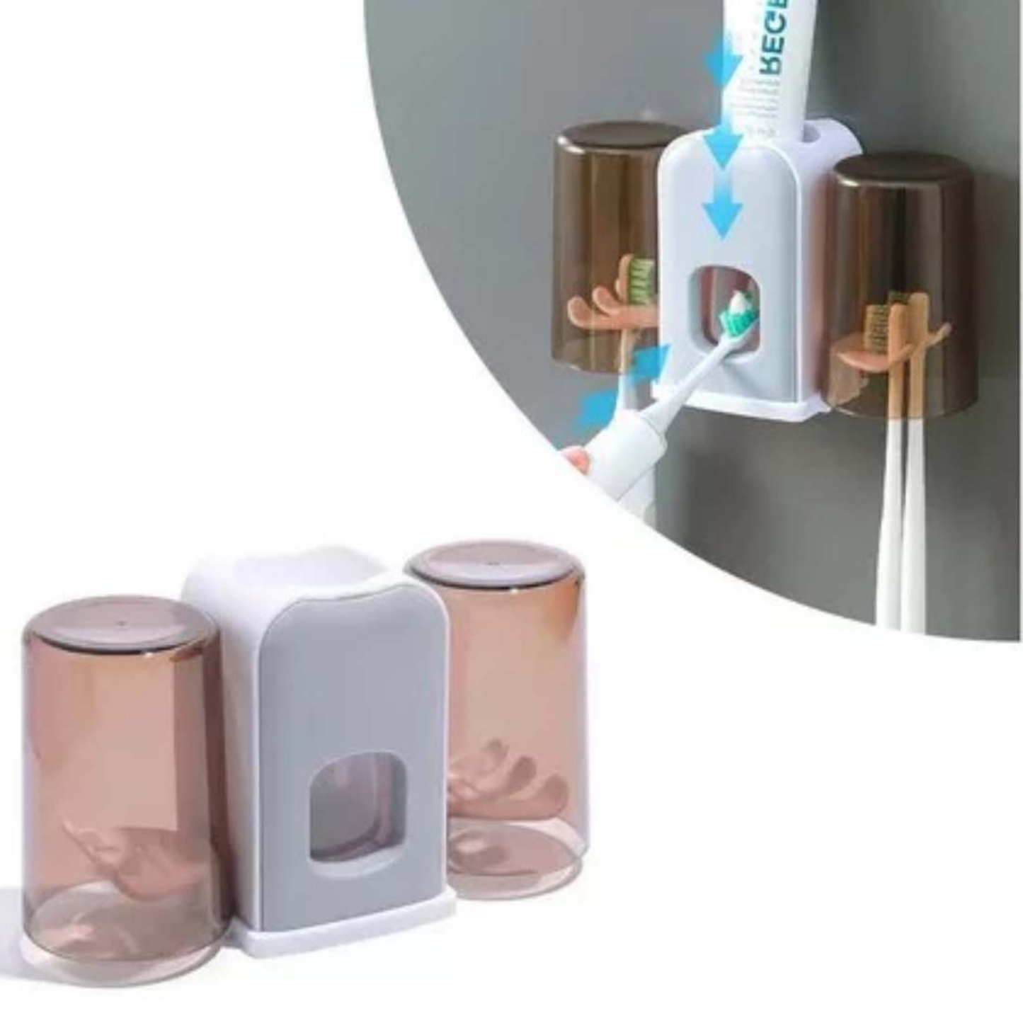 Dispensador de pasta dental con Dos Vaso