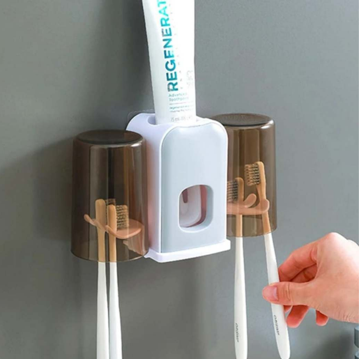 Dispensador de pasta dental con Dos Vaso