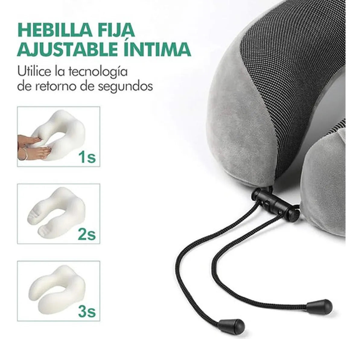 Almohada de viaje para el cuello, gris