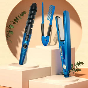 Kit de Plancha de Cabello+Rizadora+Peine